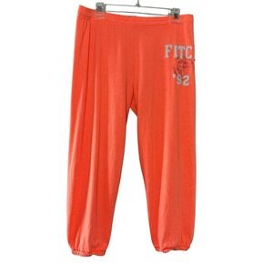 Abercrombie & Fitch Capri Joggers M Coral FITCH '92 Logo Y2K Lounge Sweatpants